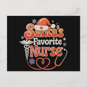 Santa's Favourite Nurse Christmas Xmas Holiday Postcard