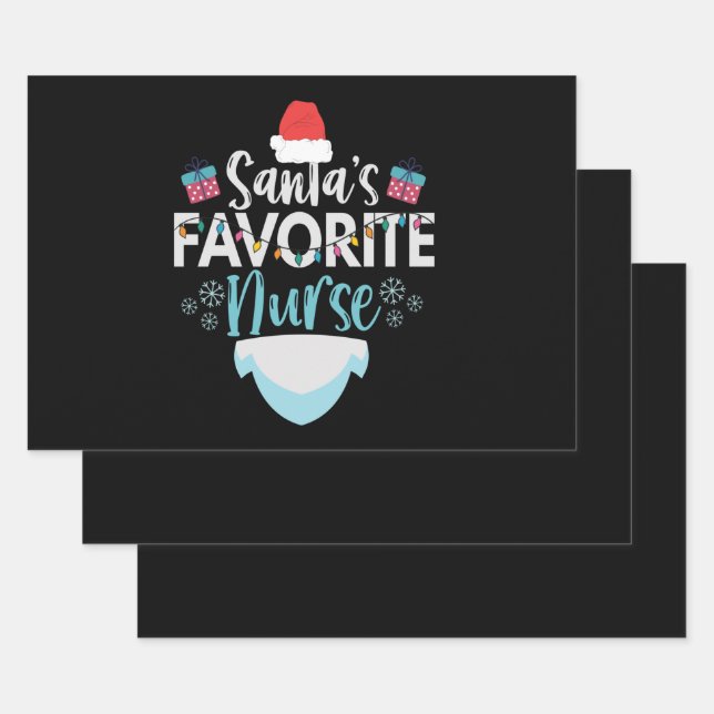 Santa's Favourite Nurse Funny Christmas Nursing Wrapping Paper Sheet (Set)