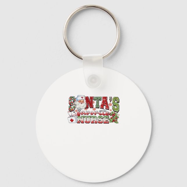 Santa's Favourite Nurse, Merry Nurse, Nurse Christ Keychain (Front)