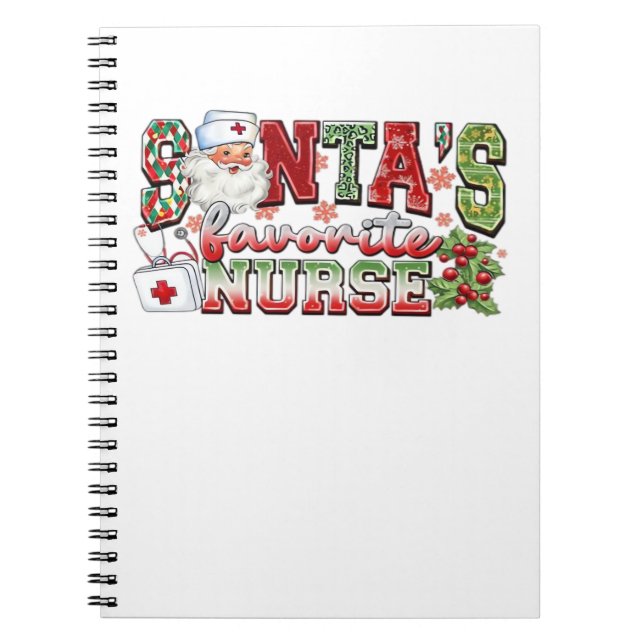 Santa's Favourite Nurse, Merry Nurse, Nurse Christ Notebook (Front)