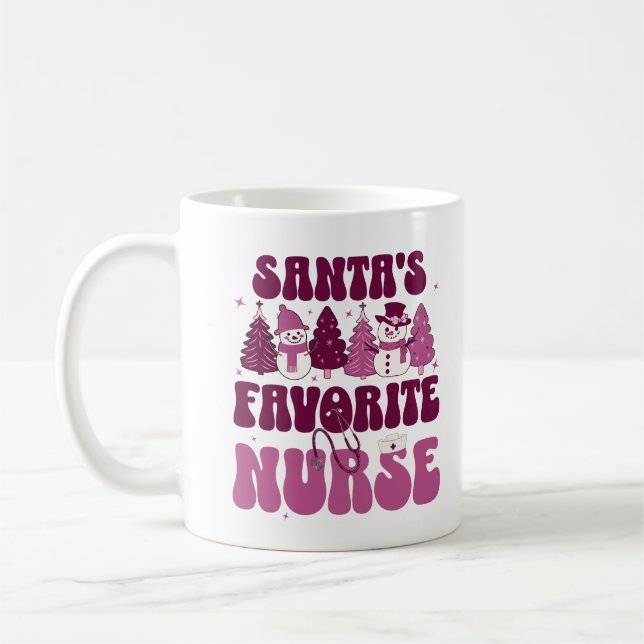Santa's Favourite Nurse Registered Medical Worker Coffee Mug (Left)