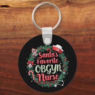 Santa's Favourite OBGYN Nurse Customizable Treat Keychain