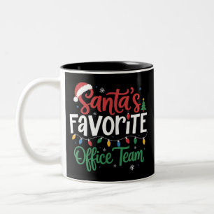 Santa's Favourite Office Team Christmas Funny Work Two-Tone Coffee Mug