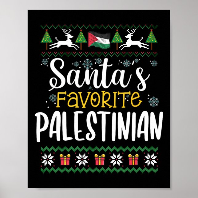 Santa's Favourite Palestinian Ugly Christmas Sweat Poster (Front)