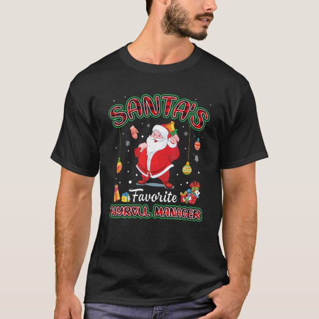 Santa's Favourite Payroll Manager Santa Red Plaid  T-Shirt (Front)