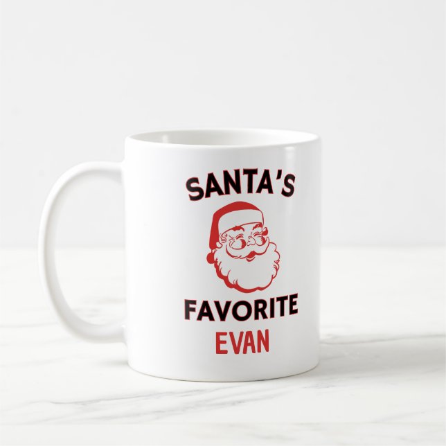 Santa's Favourite Personalized Name Christmas Mug (Left)