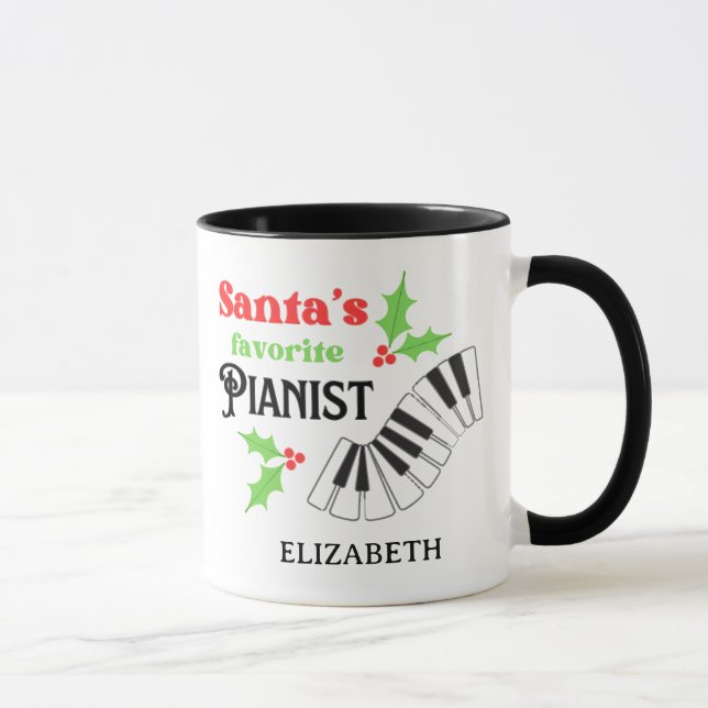 Santa's Favourite Pianist Piano Key Christmas  Mug (Right)