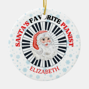 Santa's Favourite Pianist Piano Santa Claus  Ceramic Ornament