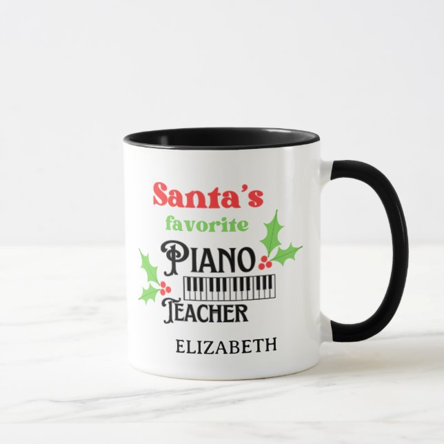 Santa's Favourite Piano Teacher Musician Christmas Mug (Right)