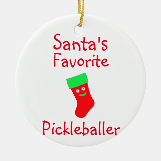 Santa's Favourite Pickleballer Ornament (Front)