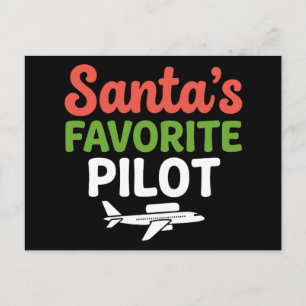Santa's Favourite Pilot Christmas Aviation Airplan Holiday Postcard