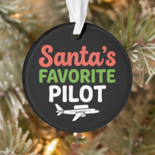 Santa's Favourite Pilot Christmas Aviation Airplan Ornament