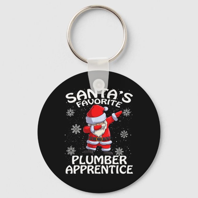 Santa's Favourite Plumber Apprentice Christmas  Keychain (Front)