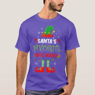 Santas Favourite Postal Worker Elf Merry Christmas T-Shirt