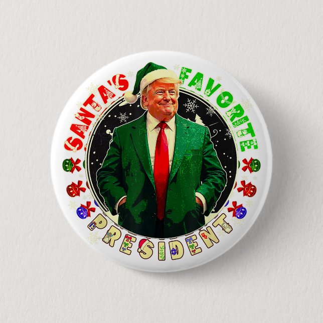 Santa's Favourite President Funny Trump Christmas 2 Inch Round Button (Front)