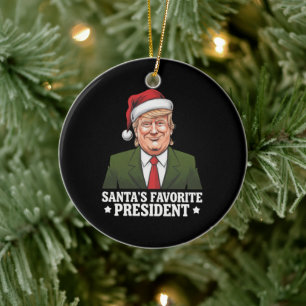 Santa's Favourite President Funny Trump Christmas Ceramic Ornament