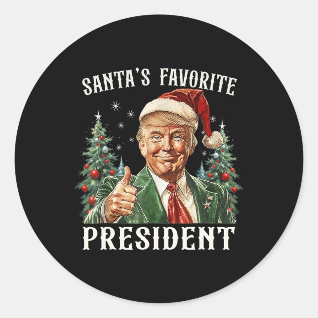 Santa's Favourite President Funny Trump Christmas  Classic Round Sticker (Front)