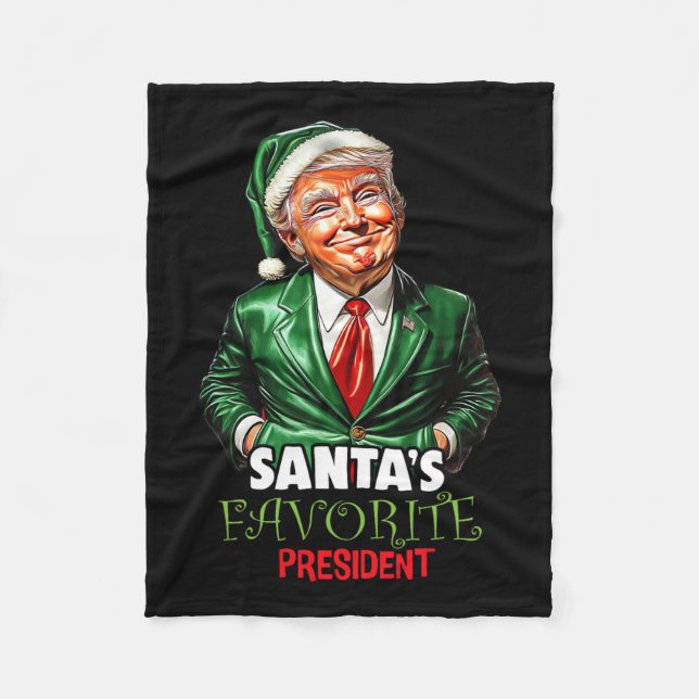 Santa's Favourite President Funny Trump Christmas  Fleece Blanket (Front)