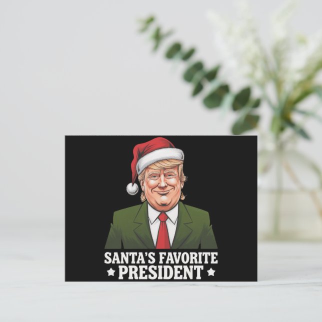 Santa's Favourite President Funny Trump Christmas Holiday Postcard (Standing Front)