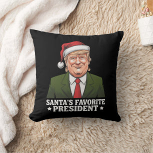 Santa's Favourite President Funny Trump Christmas Throw Pillow