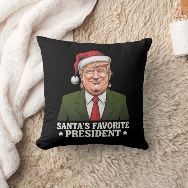 Santa's Favourite President Funny Trump Christmas Throw Pillow (Blanket)