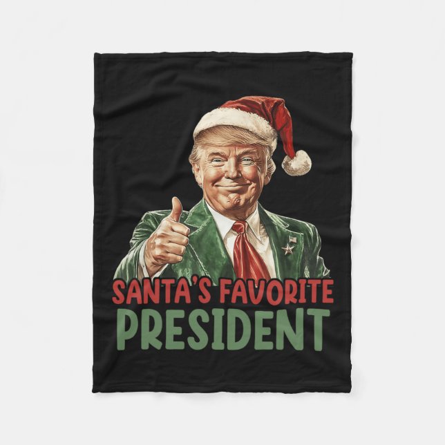 Santa's Favourite President Trump Christmas 2024  Fleece Blanket (Front)