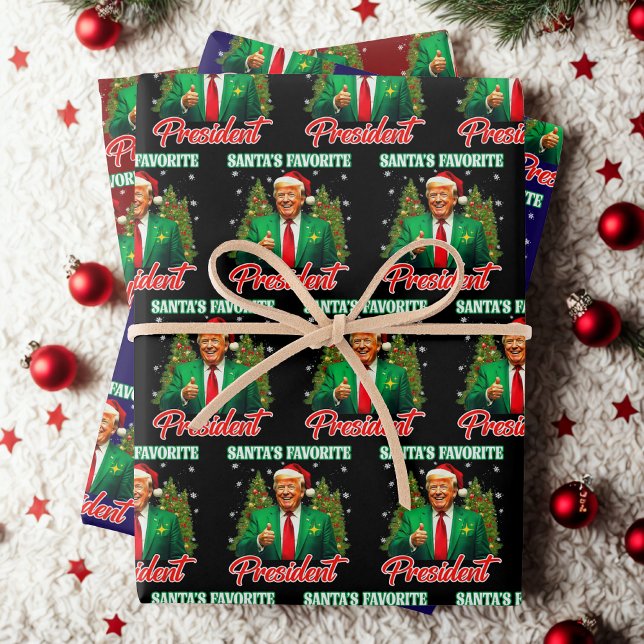 Santa's Favourite President | Trump Christmas Gift Wrapping Paper Sheet (Creator Uploaded)