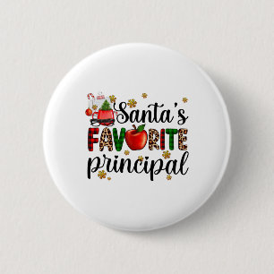 Santa's Favourite Principal Christmas Kids Boys Gi 2 Inch Round Button