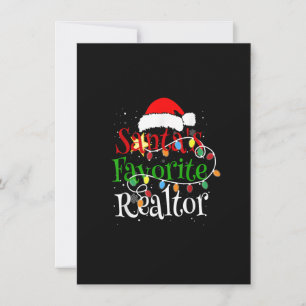 Santa's Favourite Realtor Christmas Santa Hat Ligh Invitation