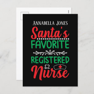 Santa's favourite registered Nurse add name Holiday Postcard