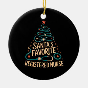 Santa's Favourite Registered Nurse Perfect For Xma Ceramic Ornament