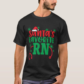 Santa'S Favourite Rn Cute Christmas Registered Nur T-Shirt