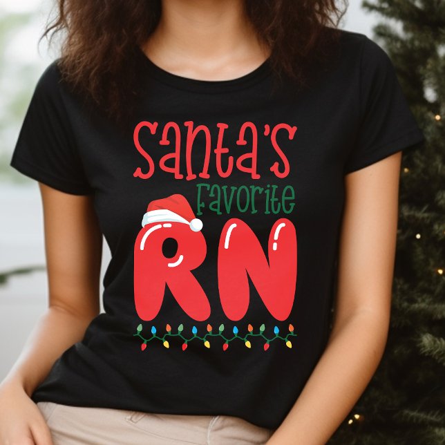 Santa's Favourite RN Funny Christmas Nurse T-Shirt (Creator Uploaded)