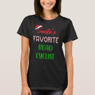 Santas Favourite Road Cyclist   Funny Cycling Chri T-Shirt