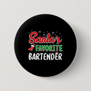 Santa's Favourite Rtender T Shirt Cute Xmas Party 2 Inch Round Button