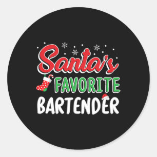 Santa's Favourite Rtender T Shirt Cute Xmas Party  Classic Round Sticker