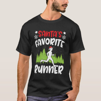Santas Favourite Runner Run Gift Matching Running T-Shirt