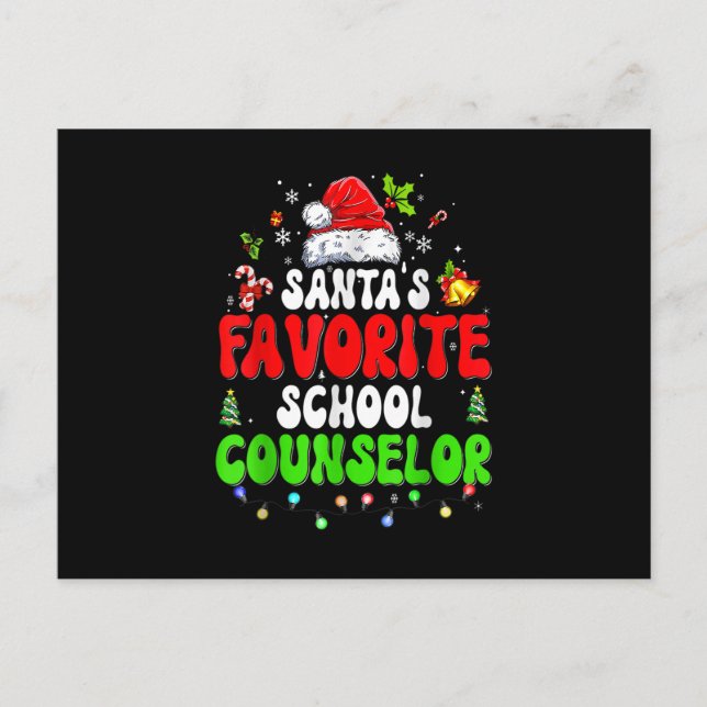 Santa's Favourite School Counsellor Family Matchin Holiday Postcard (Front)