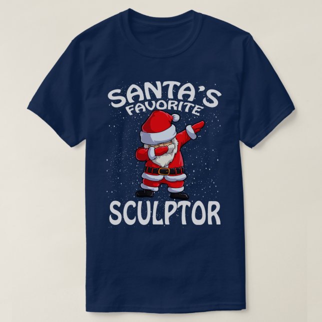 Santas Favourite Sculptor Christmas T-Shirt (Design Front)
