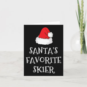 Santa's Favourite Skier Christmas Hat Funny Xmas S Card