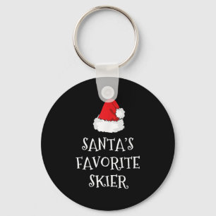 Santas Favourite Skier Christmas Hat Funny Xmas Sk Keychain