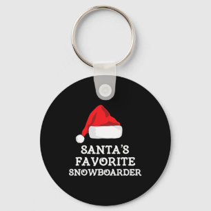 Santa's Favourite Snowboarder Christmas Hat Xmas S Keychain