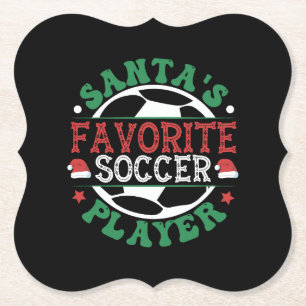 Santa's Favourite Soccer Player Paper Coaster
