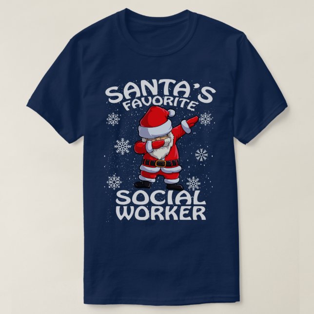Santas Favourite Social Worker Christmas 1 T-Shirt (Design Front)