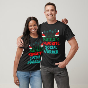 Santa's Favourite Social Worker, Merry Christmas T-Shirt
