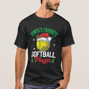 Santa's Favourite Softball Player Christmas Pajama T-Shirt