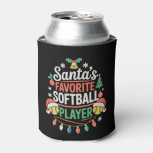 Santa's Favourite Softball Player Christmas Sports Can Cooler