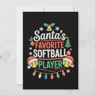 Santa's Favourite Softball Player Christmas Sports Holiday Card