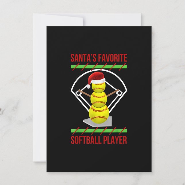 Santa's Favourite Softball Player Softball mom xma Invitation (Front)