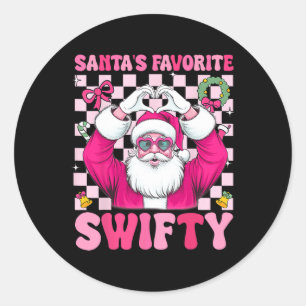 Santa's Favourite Swifty Merry Christmas Groovy Xm Classic Round Sticker